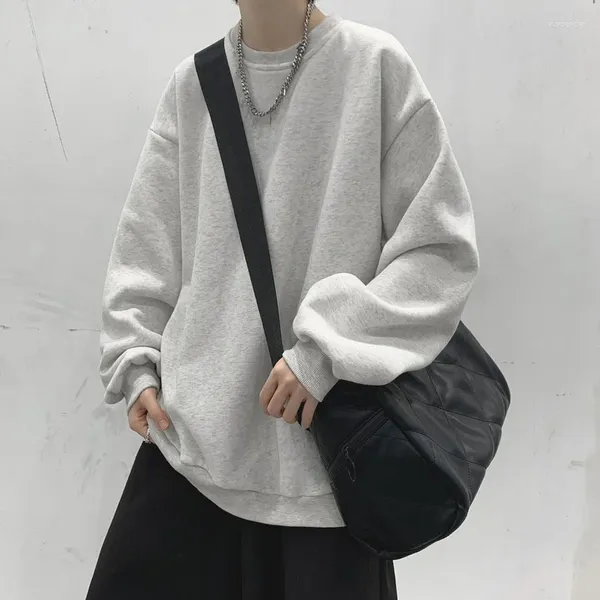 Herren Hoodies Samt Streetwear Y2k Grafik Pullover Koreanische Mode Sweatshirts Übergroße Hellgrau Vintage Hoodie Kleidung