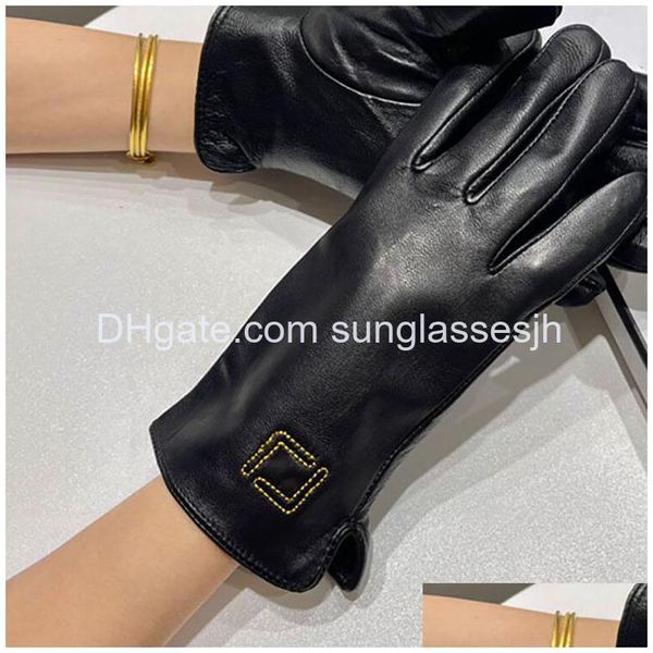 Winter warme echte Lederhandschuhe Fäustlinge Designer klassische Schaffell fünf Finger für Weihnachten Geburtstagsgeschenk Drop Lieferung