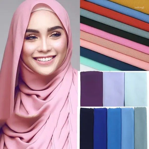 Schals Malaysia-Stil Muslim Hijabs Frauen Einfarbig Premium Chiffon Kopftuch Wrap Solide Tücher Stirnband Untertuch