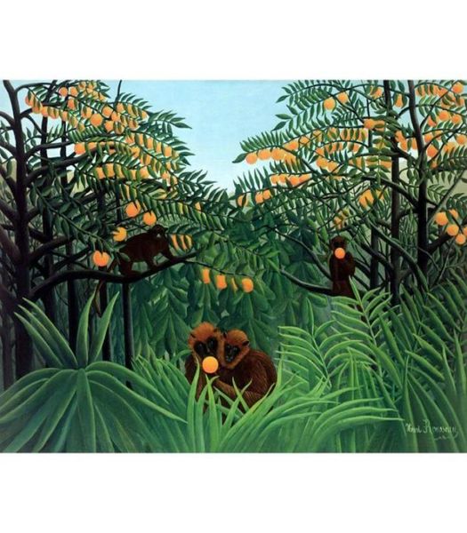 Macacos na selva por Henri Rousseau pintura a óleo pintados à mão arte moderna decoração de parede artesanal canvas3893112