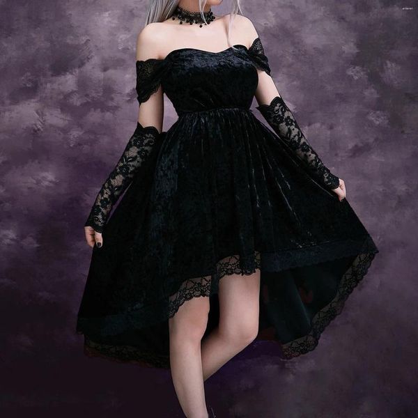 Abiti casual Abito Lolita gotico vittoriano Ragazza vintage Dolce pizzo rosa Elegante principessa Festa per le donne Halloween scuro