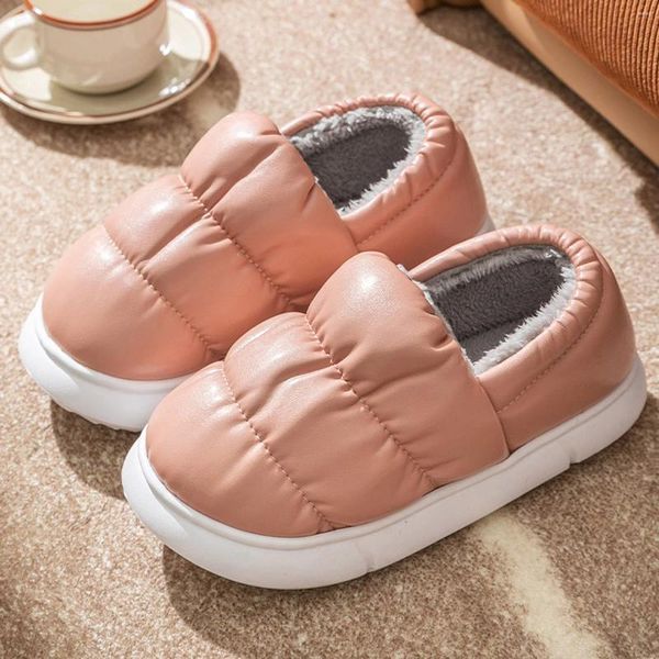 Chinelos abertos lisos quentes slip-on toe mulheres casais peludos sapatos para casa manter h inverno chinelo feminino