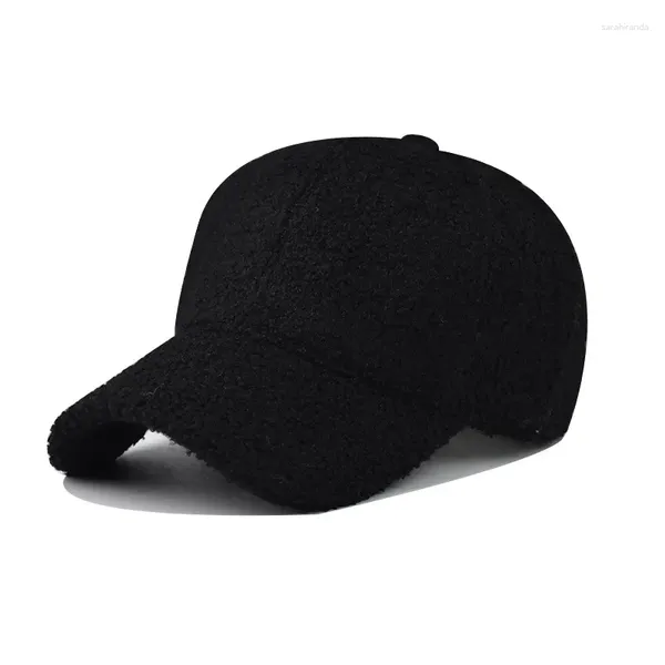 Bola bonés moda lã boné de beisebol engrossar quente cor pura casquette chapéu homens mulheres chapéus atacado inverno para