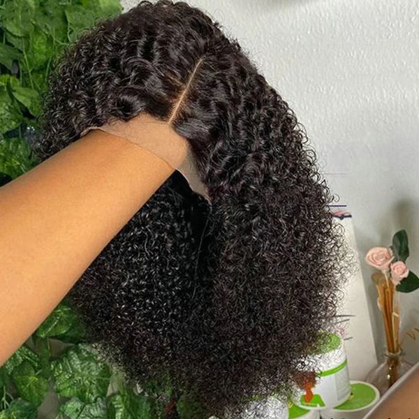 Короткий извращенный парик предварительно вырванная часть кружевные перуанские кудривые парики для волос для женщин 231024