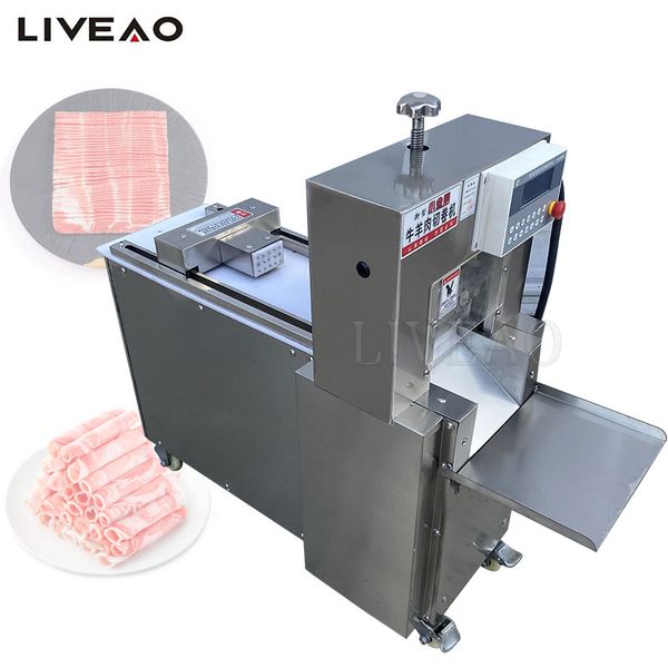 Bloco de bife cnc em aço inoxidável, cortador de cubos de carne congelada, máquina de corte com espessura ajustável