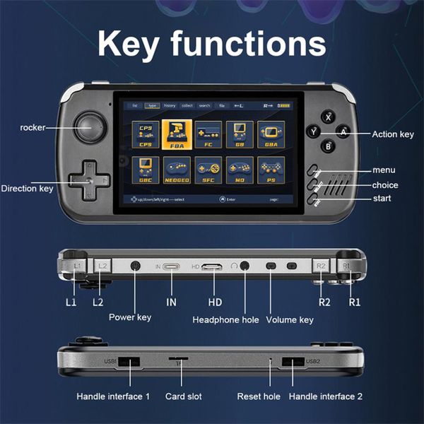 X39 Pro Handheld-Game-Spieler 4,3 Zoll tragbare Retro-Video-Mini-Gaming-Konsole Kinder GiftToys PS-Emulator