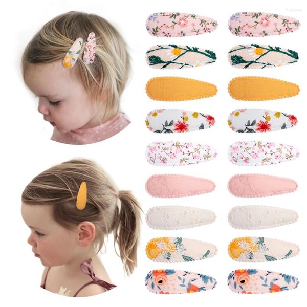 Acessórios de cabelo 18 pcs menina clipes floral impressão criança antiderrapante embrulhado snap hairpins para crianças barrettes