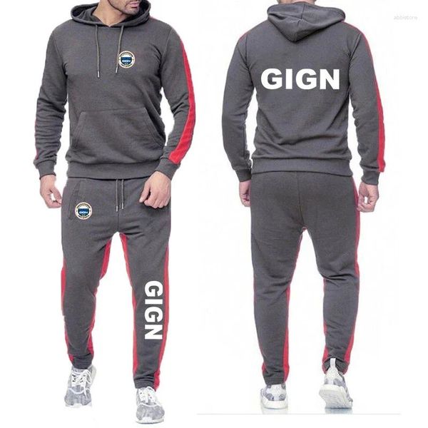 Erkekler Trailtsits 2023 Fransa Jendarmerie Gign Erkekler Bahar Sonbahar Hoodie Sweetpant Seti Harajuku Ceketler Rusya Sport Rahat Gradyan Takım