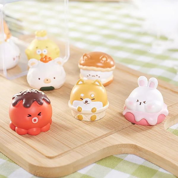 Scatola cieca Cartoon Animal Snack shop takoyaki Shiba Inu coni Cane Gelato Coniglio Torta Ciambella Uovo fritto Toast Sushi Food Play Box 231025