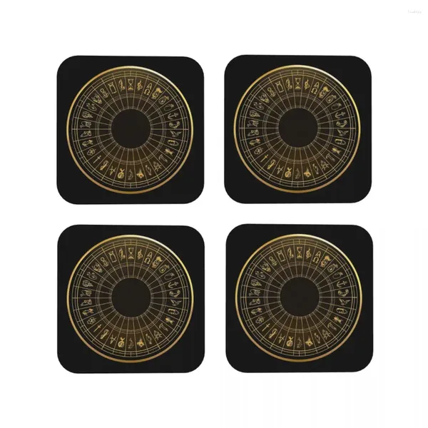 Tapetes de mesa aletômetro símbolos dourados, conjunto de café com 4 jogos americanos, caneca, acessórios de decoração, almofadas para cozinha doméstica