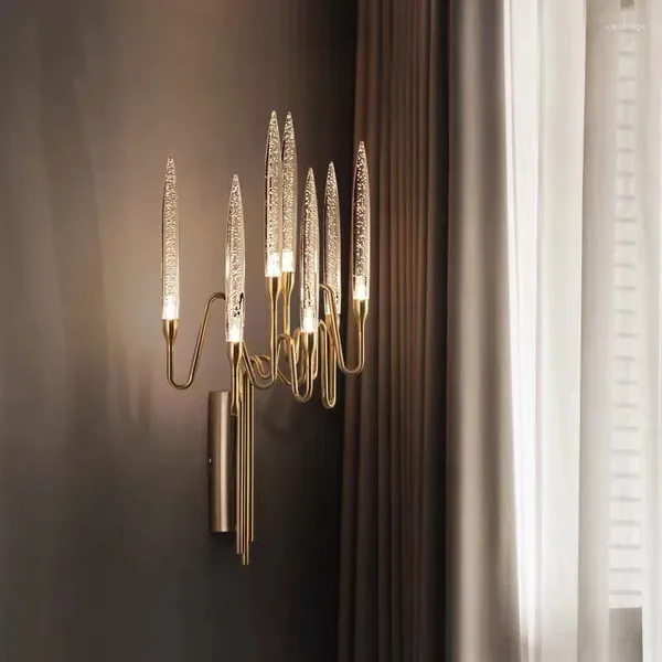 Lâmpada de parede moderna ouro luxo cristal luz arandela led para casa interior sala estar quarto luzes fundo luminárias