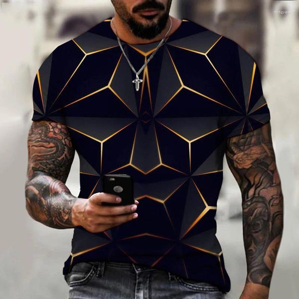 Homens Camisetas Tendência Moda Hip Hop Harajuku Rua 3D Diamante Impressão Padrão Verão Lazer Esportes Roupas Top Manga Curta T-shirt