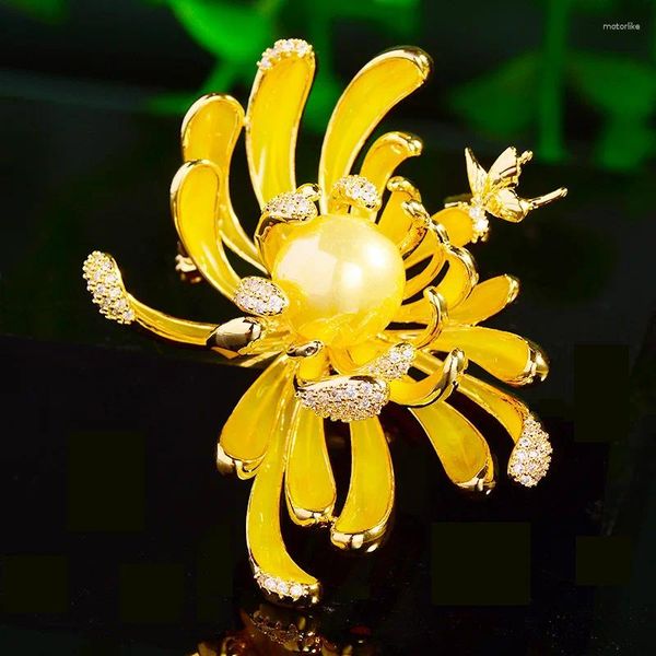 Spille Perni di fiori con gocce d'olio per gioielli da donna di design di marca con corpetto floreale giallo a forma di farfalla