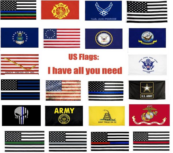 Bandiere USA US Army Banner Airforce Marine Corp Navy y Ross Flag Don't Tread On Me Flags Thin xxx Line Flag GWA9036676759