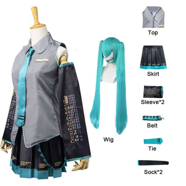 Cosplay anime vocaloid traje peruca vestido uniforme kawaii miku cosplay roupas halloween carnaval trajes de festa para womencosplay