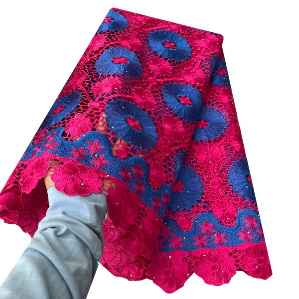 Stickerei, Kordel, Spitze, Guipure-Stoff, Strasssteine, wasserlösliches Netz, afrikanisches Frauenkleid, 2023, hohe Qualität, 5 Yards, modernes Design für Hochzeit, Party, nigerianischer Stil, YQ-1107