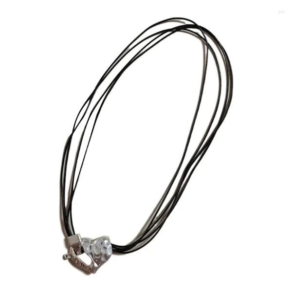 Ожерелья с подвесками в форме сердца, универсальная цепочка на ключицу, восковая линия, ожерелье холодного ветра для девочек, F19D