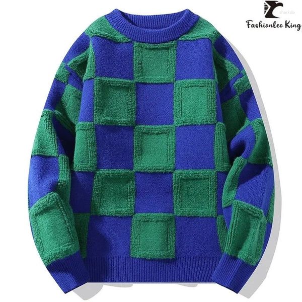 Maglioni da uomo spessi e caldi pullover lavorato a maglia con scollo a O uomo donna patchwork per l'inverno