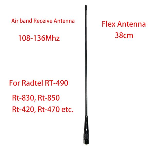 Air Aviation Band Flex Whip Antenne 108–136 MHz für Radtel Rt-490 Rt-68 Rt-4b Rt-830 Rt-850 Rt-890 Rt-470 Rt-420 RT-470L und mehr