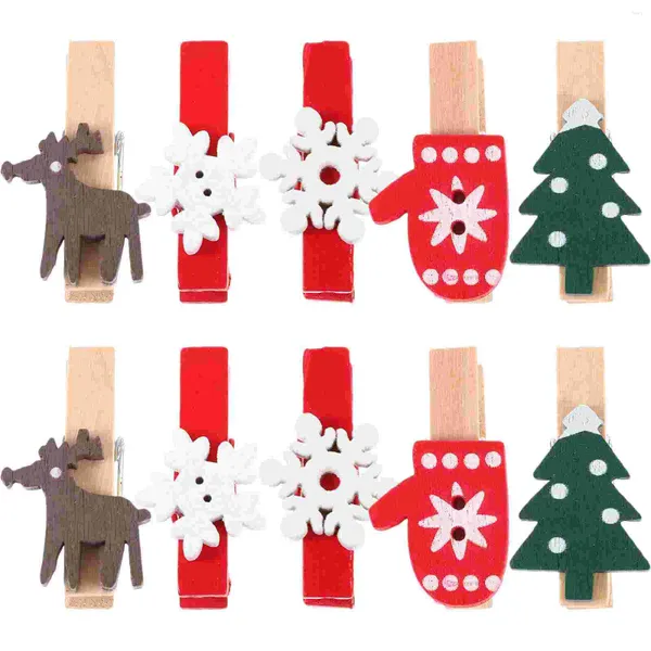 Frames 125 Stück Home Decor Weihnachten Wäscheklammern Mini kleine Po-Clip Memo-Clips dekorative Weihnachten aus Holz