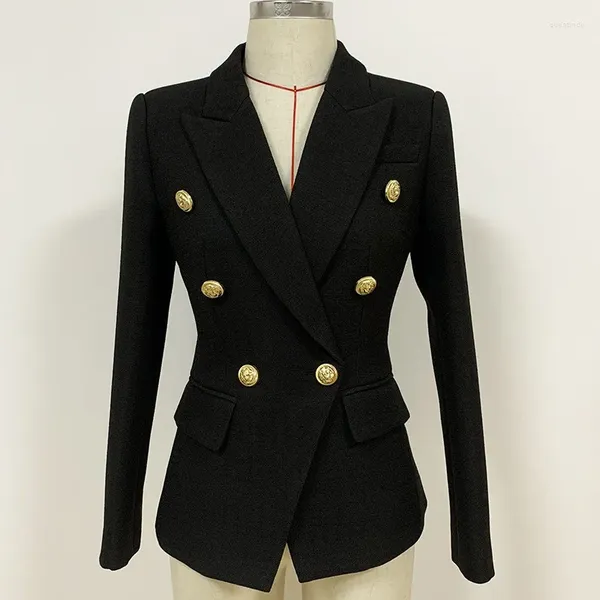 Abiti da donna Europa America Moda di alta qualità Doppio petto Tinta unita Giacca da donna Slim Office Lady Designer Jacket Coat