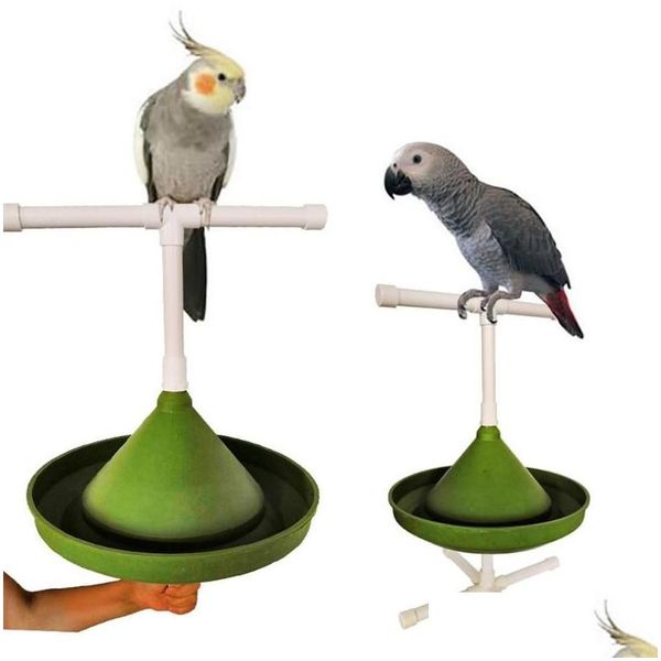 Outros suprimentos de pássaros Mtifuncional Stand Pole Grande Bacia de Alimentos Banheira para Parrot Pet Drop Delivery Home Garden Dhfaz