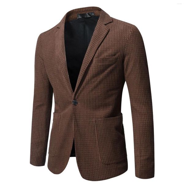 Erkekler İngilizlerin tarzı vintage katı blazer erkekler rahat ince fit takım elbise tek düğmesi iş sosyal artı boyut m-4xl hombre