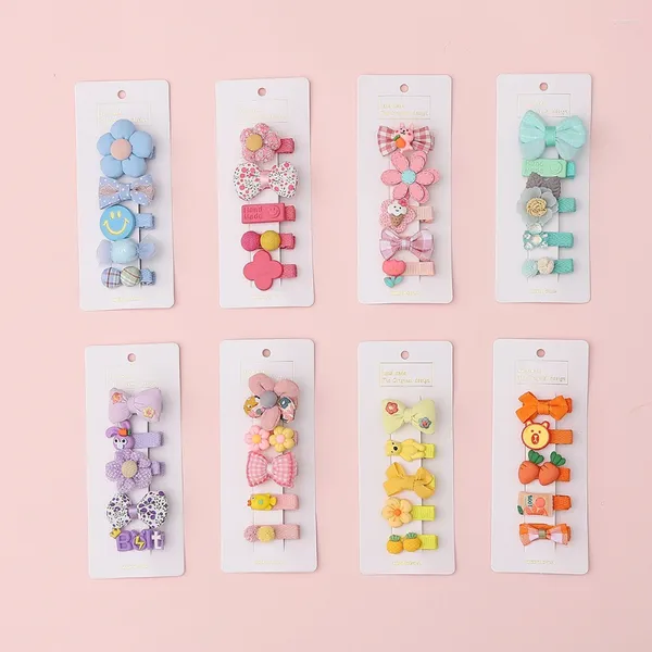 Haarschmuck 6 Stück Baby Mädchen Clips Blume Haarnadel Born Bangs Haare Kawaii Kopfbedeckung Schleife