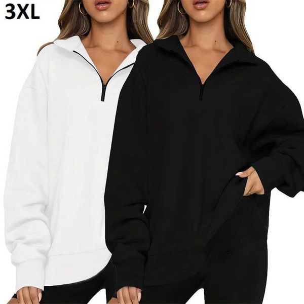 Sudaderas con capucha para hombre Sudaderas 7 colores Sudadera informal para mujer Moda Nueva Media cremallera Todo fósforo Jersey Señoras Manga larga Sólido Cálido Suelto Diario Tops 2023