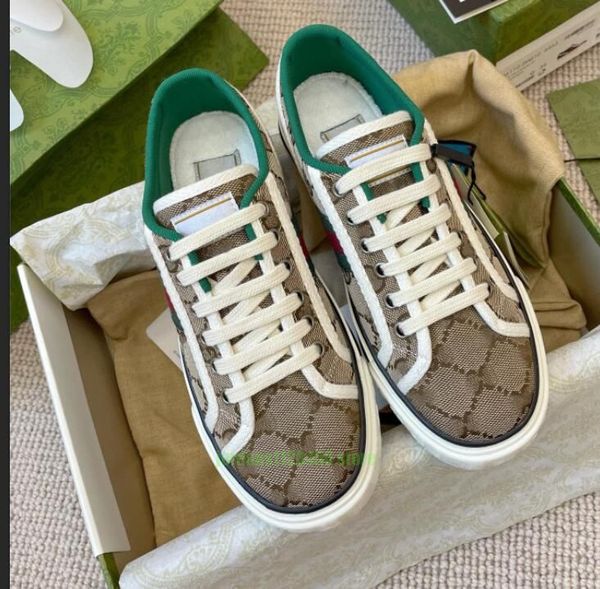 Designer de luxo sapatos casuais 1977 board sneaker bordado vintage low top sapato de lona bege lavado jacquard denim mulheres ace borracha sola alta tops