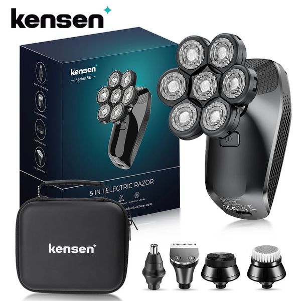 Бритвенные лезвия Kensen 5 в 1, электробритва 7D, плавающий резак, аккумуляторная головка для бритвы, комплект для мужчин, IPX6, водонепроницаемый триммер для бороды, головные бритвы 231025