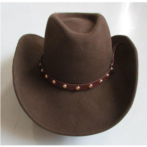 Berets Pure Wool Cowboy Chapéus Ocidentais para Homens Sombrero de Hombre Cappello Uomo Cowgirl Country Wild West Cow Boy HatsBerets Wend22