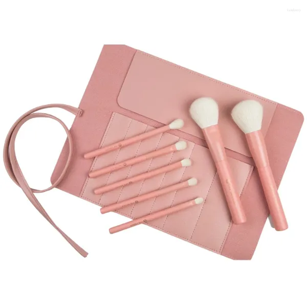 Make-up-Pinsel AILANDI 7 Stück rosa Farbe natürliches Got-Haar-Puder-Lidschatten-Misch-Eyeliner-Wimpern-Augenbrauen-Pinsel-Set