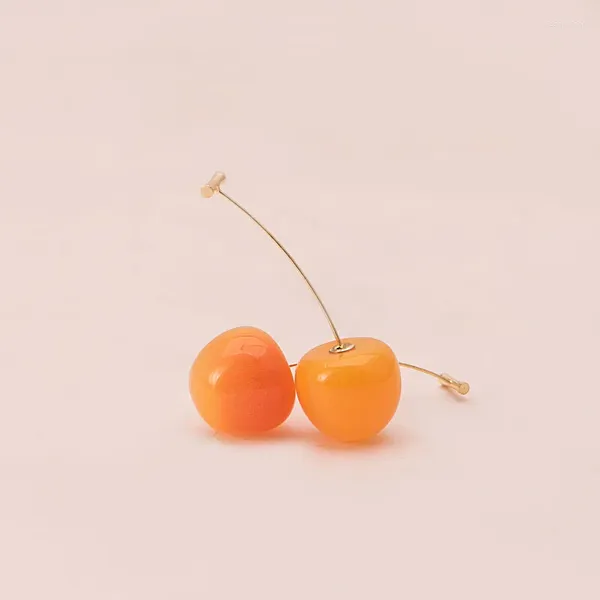 Orecchini a bottone Giappone e Corea del Sud Arancione Ciliegia Creativo Carino Semplice Speciale Frutta fresca