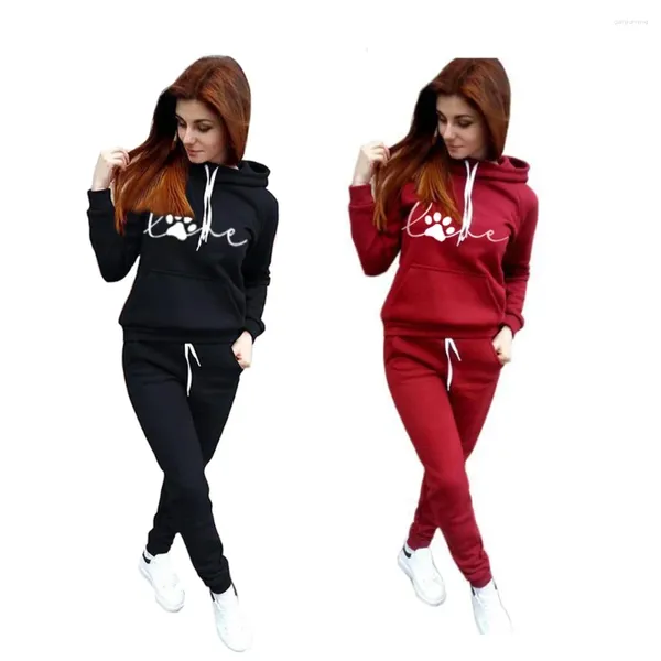 Calças femininas de duas peças 2023 mulheres sweatshirts treino outono senhoras casual pulôver hoodies conjunto roupas femininas ternos esportivos