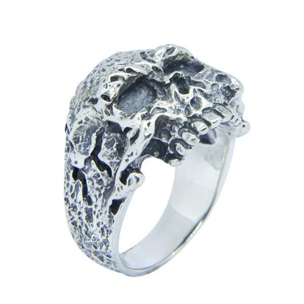 925 Sterling Silber Biker Totenkopf Ring Modeschmuck Größe 7–15 Herren Jungen Dämonenschädel Cooler Ring2067