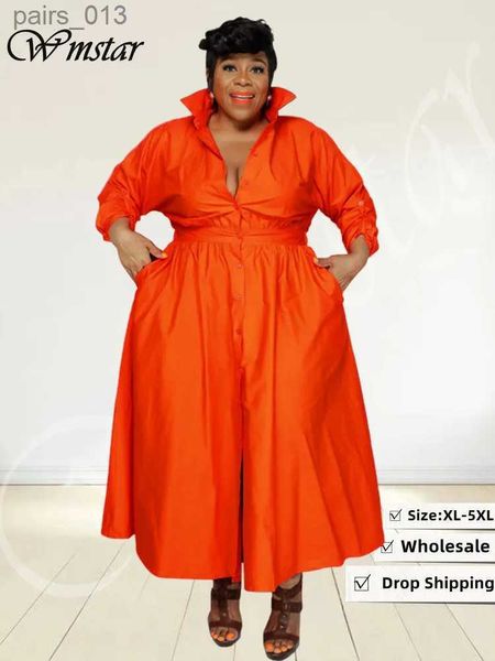 Grundlegende Freizeitkleider Wmstar Plus Size für Damen Kleidung Loses Hemd Lang Neues Maxikleid Mode Streetwear Großhandel Drop Shipping YQ231025