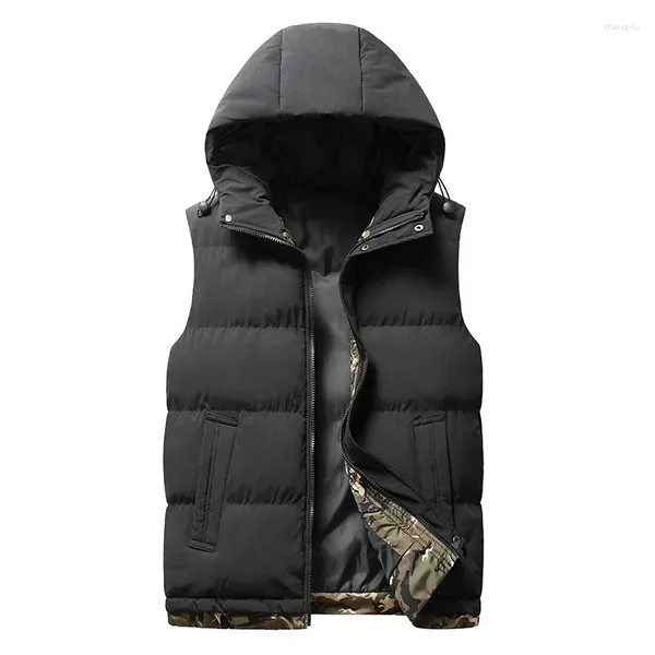 Gilet da uomo grande autunno/inverno bello gilet solido con cappuccio canotta calda minimalista edizione coreana per giovani