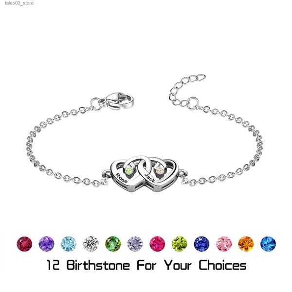 Charme Pulseiras Colar de coração duplo que pode personalizar birthstoneBirthstone Nascimento Pedra Pingente Colar 12 Mês Estrelas Encantos Mulitcolor Crys Q231025