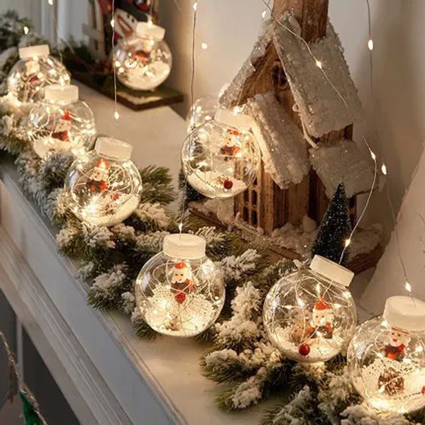 Decorações de Natal 2023 Ano Árvore LED Papai Noel Boneco de neve Luzes Cortinas Shopping Loja Janela Arranjo 231025