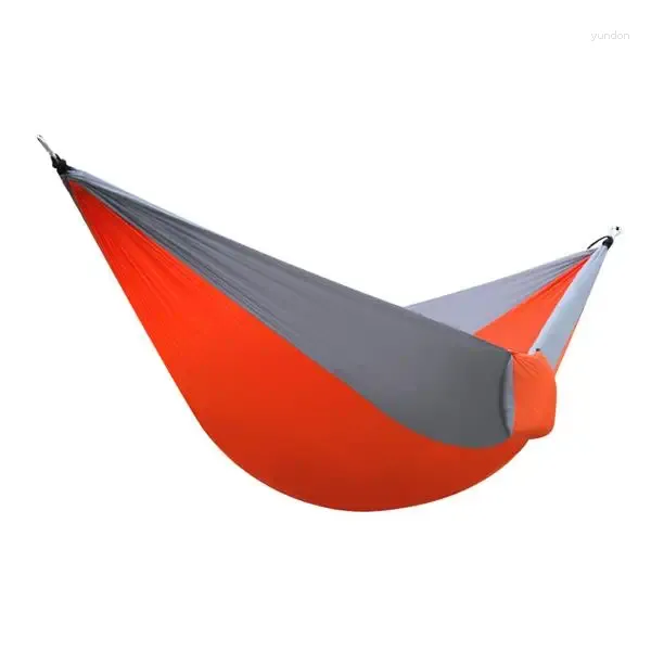 Mobília de acampamento AT6737 Nylon Parachute Fabric Double Hammock Cinza Laranja