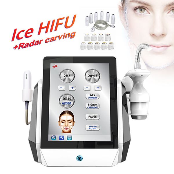 Sistema de resfriamento profissional frio HIFU 62000 tiros de alta intensidade 3d 4d 5d 8d cartuchos removedor de rugas equipamento Hifu de rejuvenescimento da pele