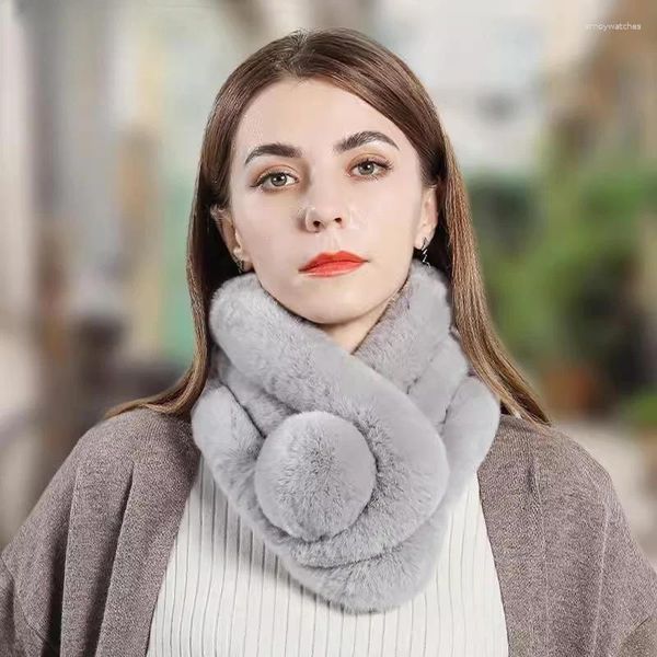 Sciarpe da donna in pelliccia sintetica calda sciarpa invernale addensare morbido peluche fazzoletto tinta unita semplicemente snood all'ingrosso