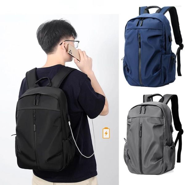 Sacos escolares masculinos mochila impermeável respirável oxford pano negócios lazer computador saco de carregamento usb viagem estudantes laptop 2023