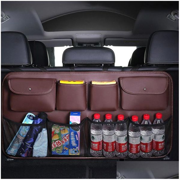 Роскошный кожаный органайзер с 8 карманами, детали для заднего сиденья, сумка для хранения на спине, багажник автомобиля, Mtipocket, укладка, аксессуары для интерьера, Drop Del
