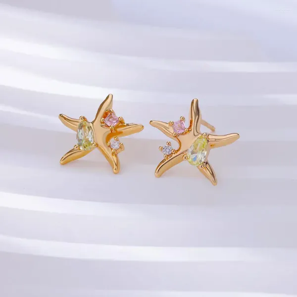 Brincos de parafuso prisioneiro bonito estrela zircão para mulher 18k banhado a ouro jóias piercing hoop orelha decoração acessórios tendência presente namorada