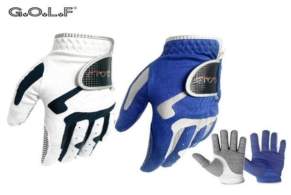 GVOVLVF Herren-Golfhandschuh, ein Paar, 2 Farboptionen, verbessertes Griffsystem, kühl, bequem, blau, weiße Farbe, linke rechte Hand, 2208121577267
