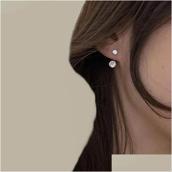 Stud Moda Zircon Frente e Voltar Brincos para Mulheres 2021 Jóias Coreano Simples Earing Drop Delivery Dhgarden Otckz