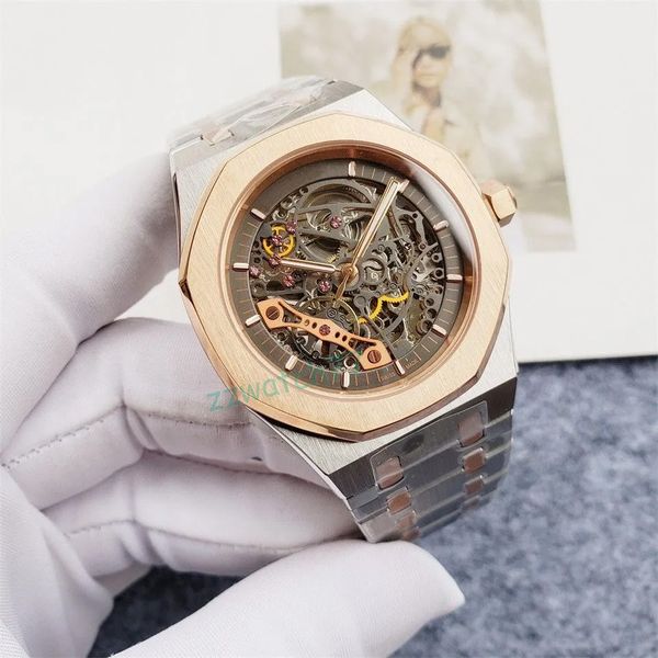 2023 Orologio di marca di alta qualità Orologio da uomo d'affari scavato di moda Orologio con zaffiro 42MM Orologio da uomo sportivo di design meccanico automatico di lusso Montre