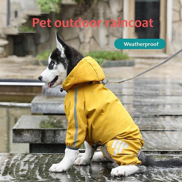 Hundebekleidung Haustier-Regenmantel, wasserdicht, reflektierend, für den Außenbereich, Nachtjacke, Mantel, Kleidung, klein, groß, mittelgroß, Kapuzenpullover, Overall, Regenmäntel